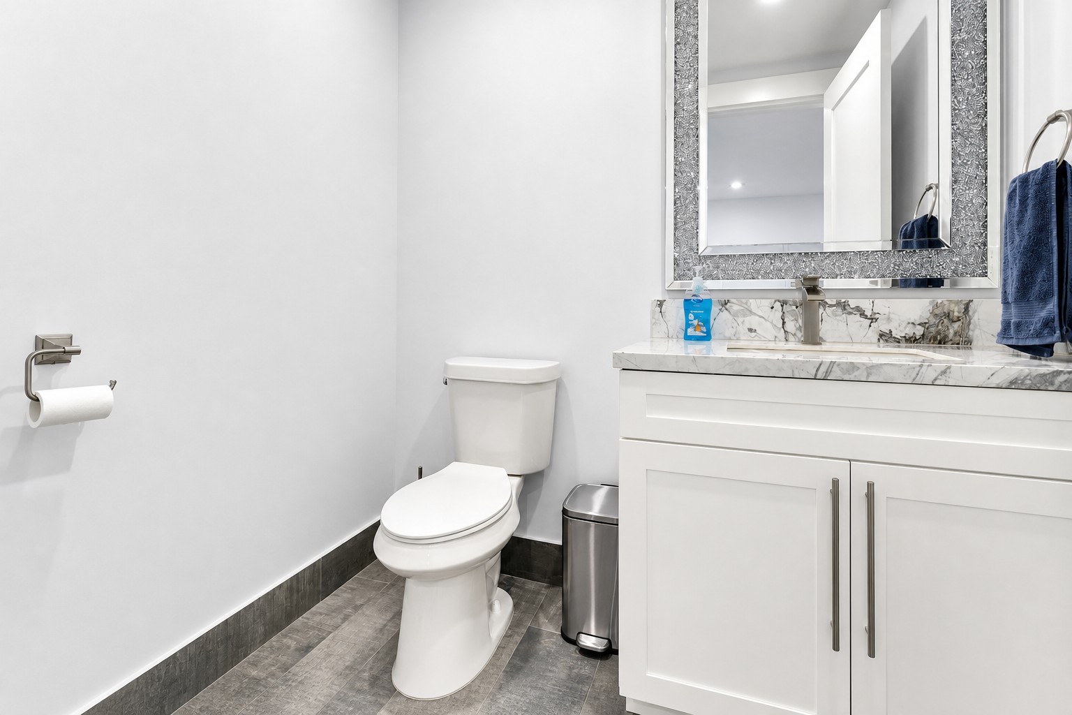 Half bath powder room off the great room