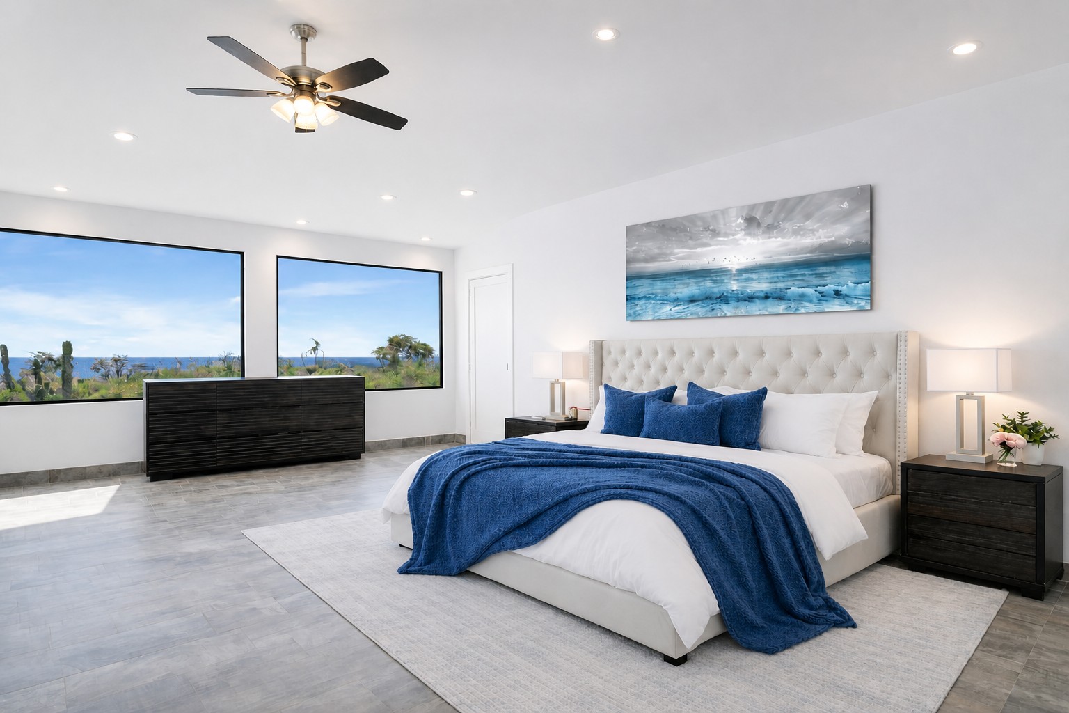 Bedroom 1 ocean view king suite with ensuite bathroom