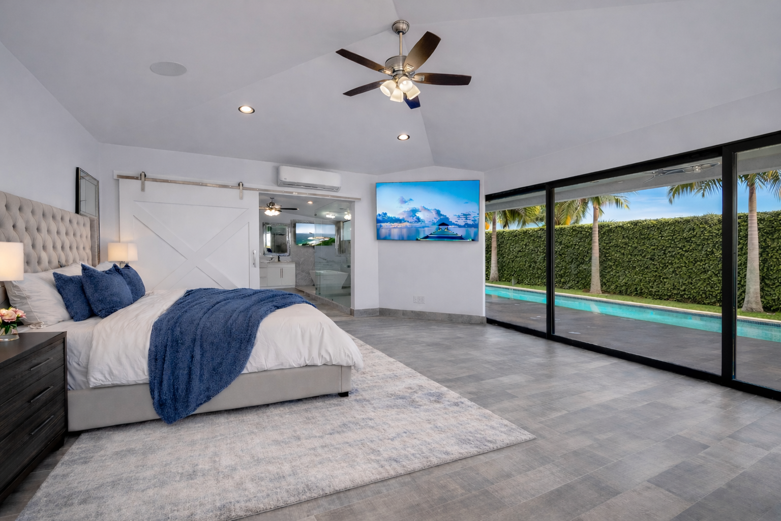 Ocean view king suite with 86-inch smart TV